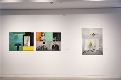 “旋構(gòu)塔”展覽中展出的郭立軍鏡面不銹鋼上油畫(huà)《空間的記憶》。